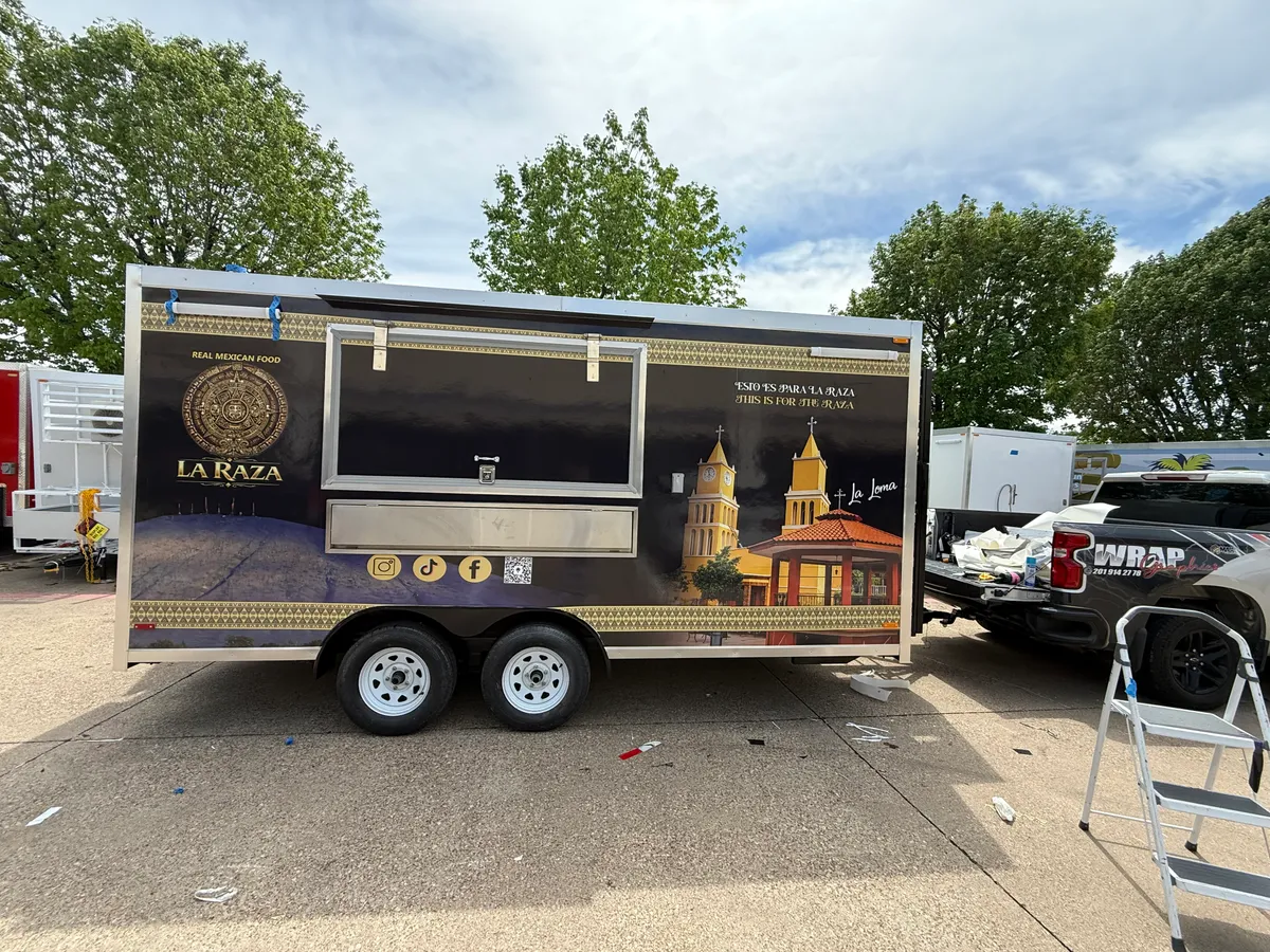 La Raza food trailer wrap