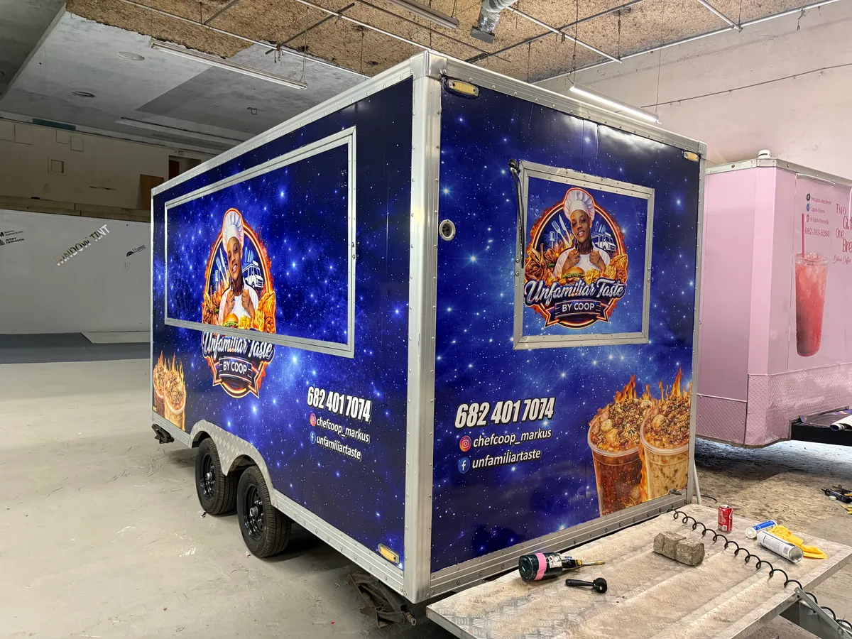 Unfamiliar Taste food trailer wrap